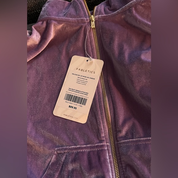 NWT! Fabletics Velour Zip-Up Wide Leg Onesie - Picture 3 of 9